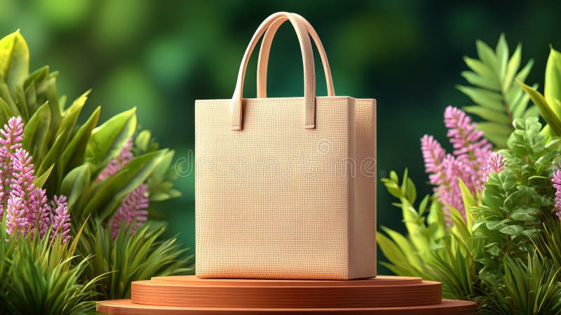 EcoFriendly Tote Bags na płycie kwiatowej zdjęcie royalty free