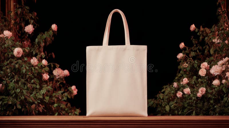 EcoFriendly Tote Bags na płycie kwiatowej obrazy stock