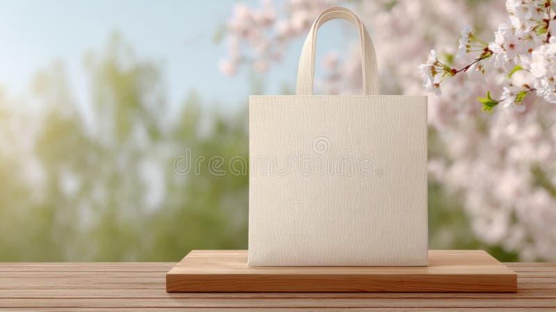 EcoFriendly Tote Bags na płycie kwiatowej obrazy royalty free
