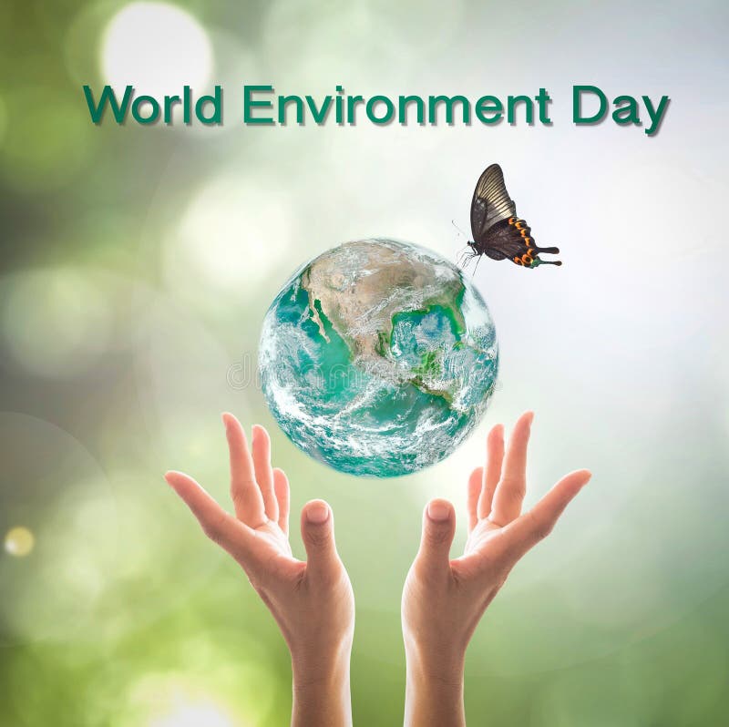 Ecologia sustentável do dia do ambiente mundial e conceito respeitador do ambiente com planeta Terra verde nas mãos de mulheres vo