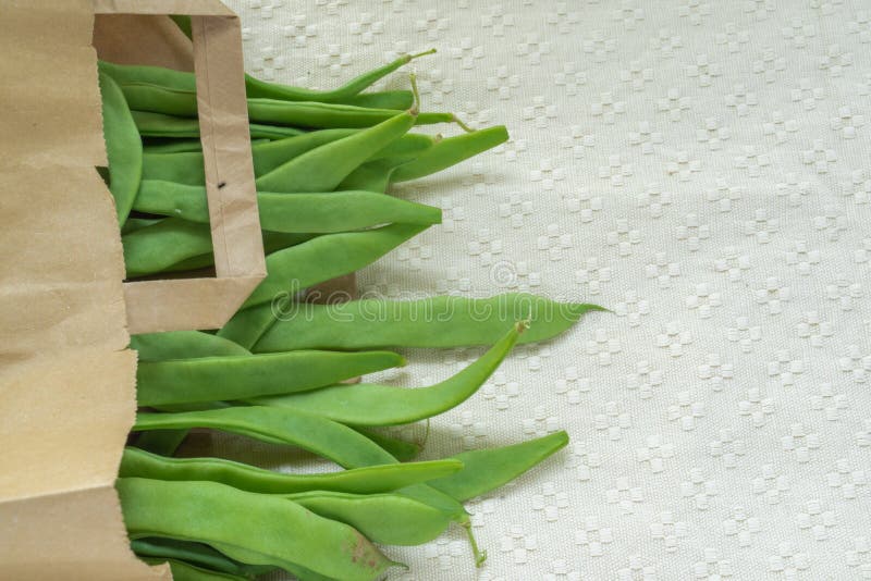 Ecologic Bag with Green Beans Stock Image - Image of natural, beans ...