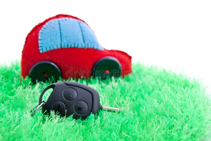 Ecological clean concept car on green grass