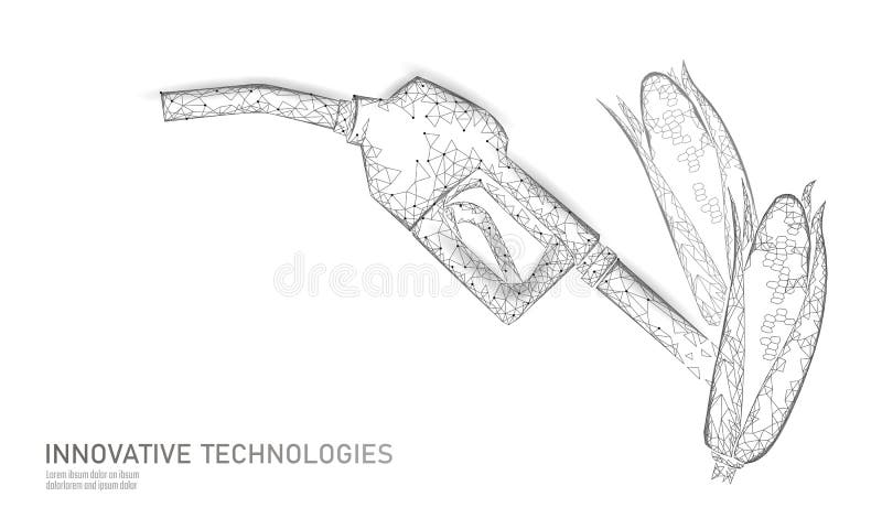 Ecological corn biofuel gun. Renewable power energy save planet business eco concept. Low poly polygonal futuristic