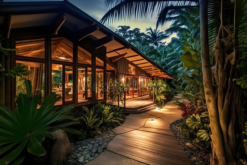 Ecological house in the forest. Neural network royalty free illustration.