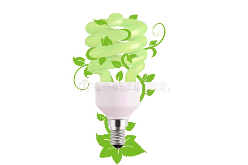 Ecologisch lightbulbpictogram in vectorformaat Het ontwerp van het Ecoidee van Vector groen licht Gloeilamp en groene bladeren stock illustratie Ecologisch lightbulbpictogram in vectorformaat Het ontwerp van het Ecoidee van Vector groen licht Gloeilamp en groene bladeren stock illustratie