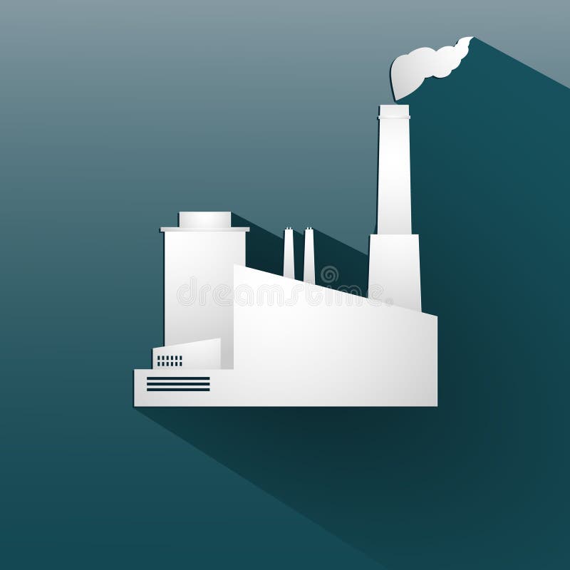 Industrial Factory Buildings Set in Flat Design Stock Vector