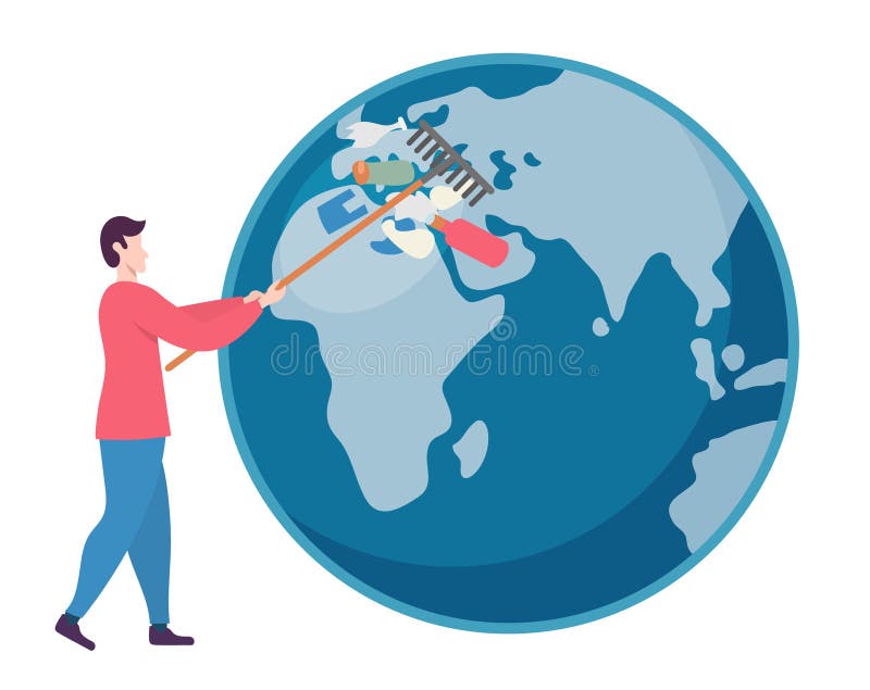 Ecology Concept of Clean Earth Environment, flat design vector illustration, for graphic and web design royalty free illustration