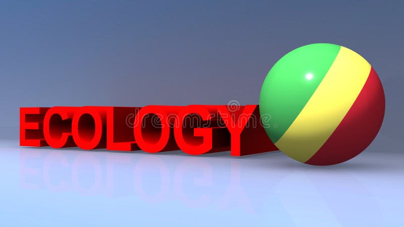Ecology with congo flag on blue royalty free illustration