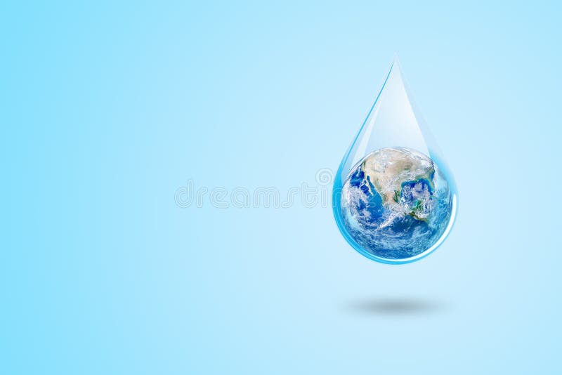 Ecology and Pollution Concept : Blue planet earth globe in water drop with blue background. vector illustration Ecology and Pollution Concept : Blue planet earth globe in water drop with blue background. vector illustration