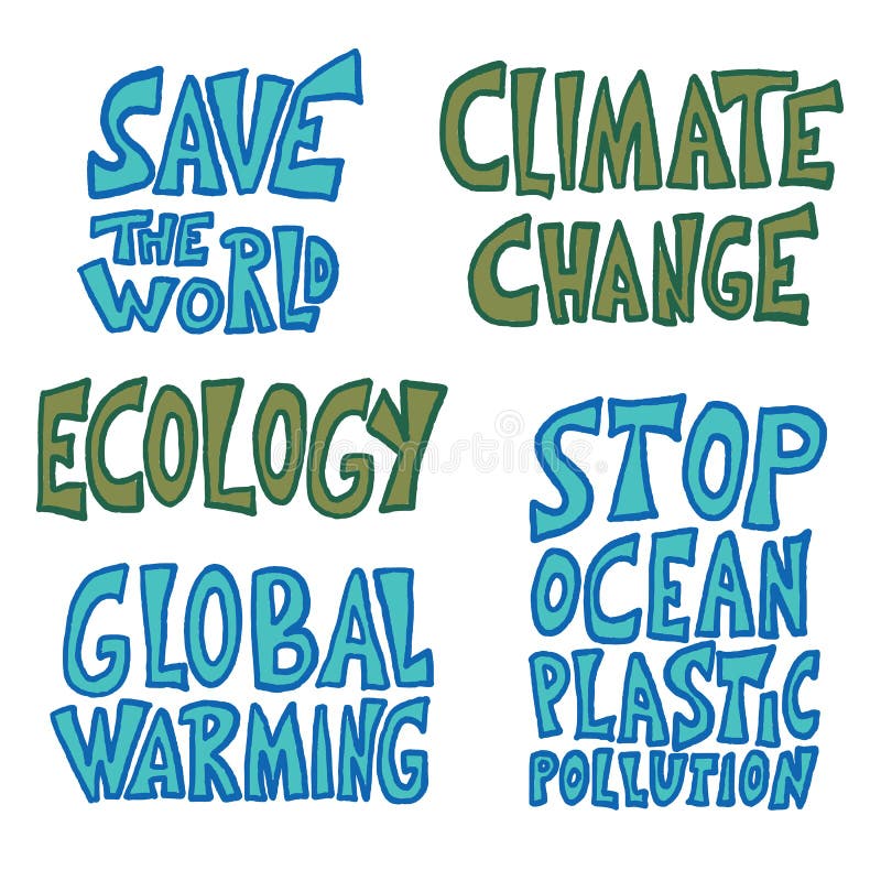 Ecology Set of Quotes. Vector Color Illustration Stock Vector