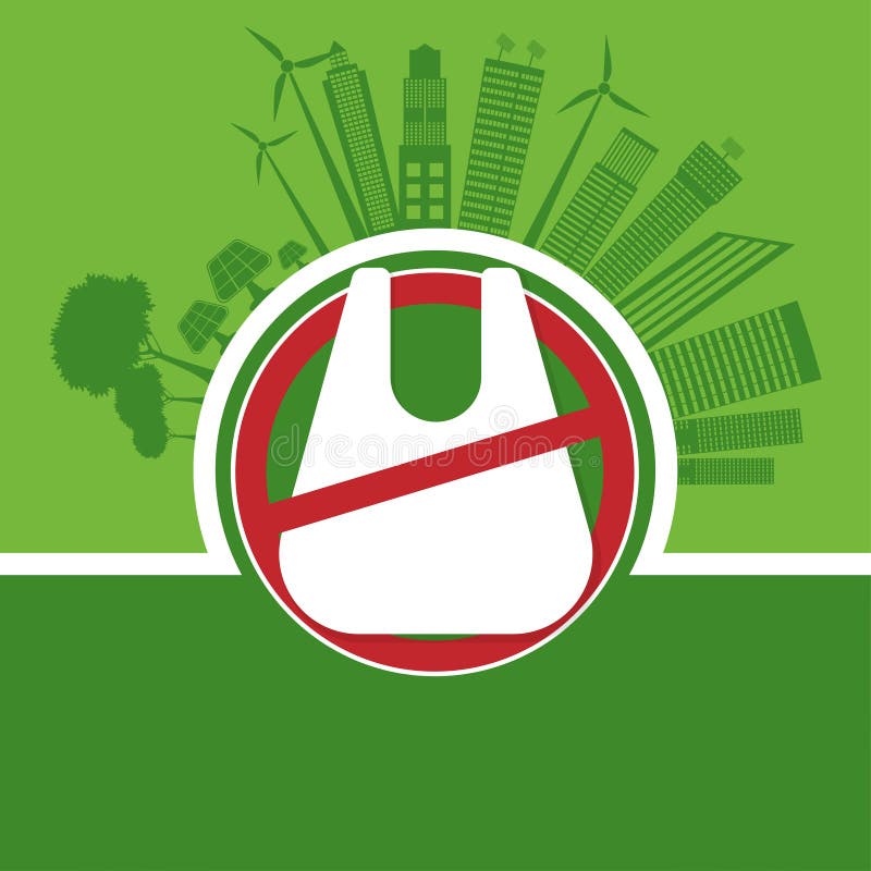 Ecología y concepto de ahorro ambiental del mundo, las ningunas bolsas de plástico Ilustraci?n del vector libre illustration Ecología y concepto de ahorro ambiental del mundo, las ningunas bolsas de plástico Ilustraci?n del vector libre illustration