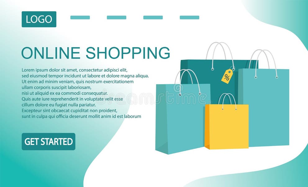 Ecommerce Concept Online Shopping Web Page Vector Template Stock
