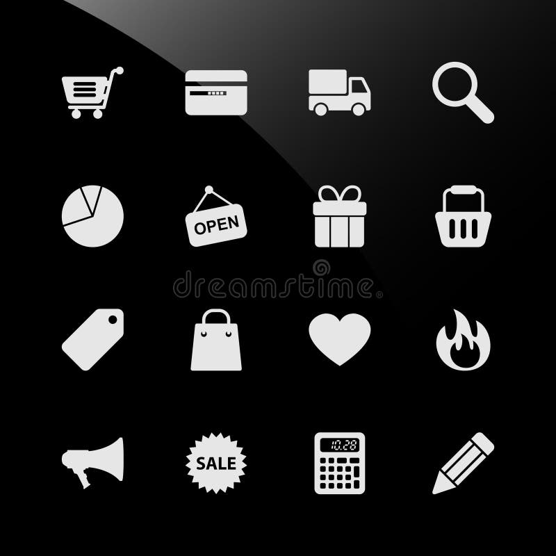 A set of ecommerce icon with shopping cart, credit card, delivery, search, statistic, gift, basket, tag, calculator and many more suitable web icons and symbols. Shopping cart credit card vectors