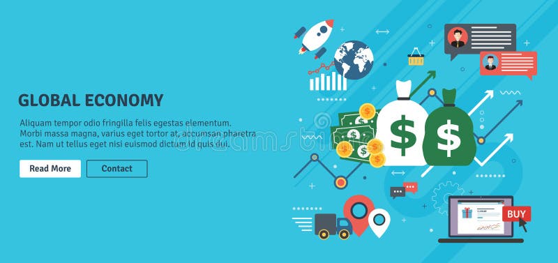 Economia global, carta de negócio e sucesso do comércio ilustração stock Economia global, carta de negócio e sucesso do comércio ilustração stock