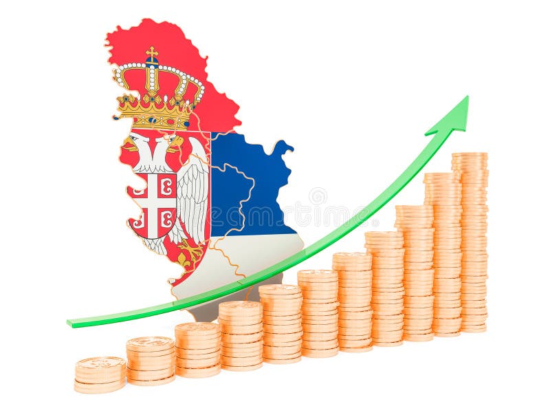 Economic Growth in Serbia Concept, 3D Rendering Stock Illustration