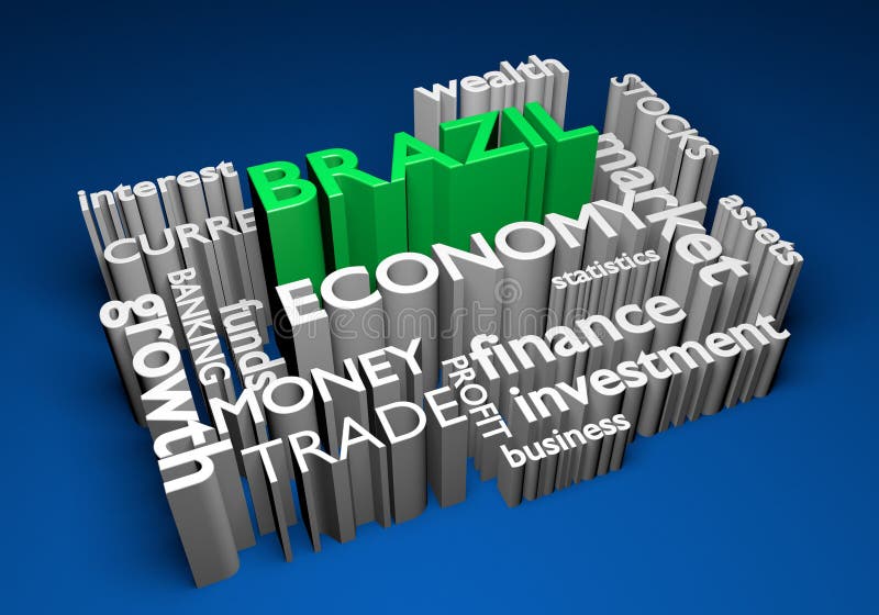 Economía del Brasil e inversiones comerciales para el crecimiento del GDP, representación 3D libre illustration Economía del Brasil e inversiones comerciales para el crecimiento del GDP, representación 3D libre illustration