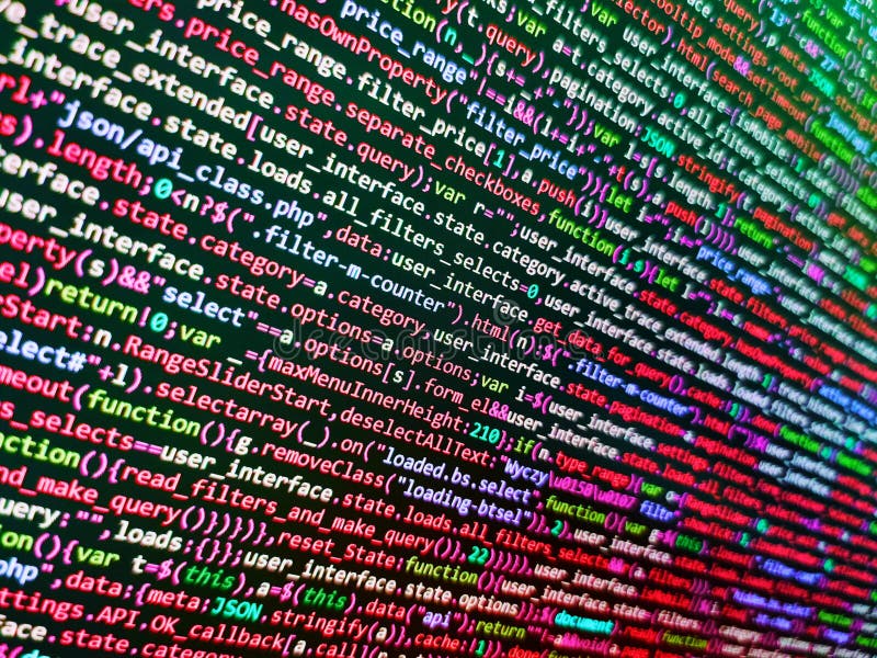 Ecran abstract de cod de programare al dezvoltatorului software. adâncime mică a efectului de focalizare selectivă în câmp. multe stock image