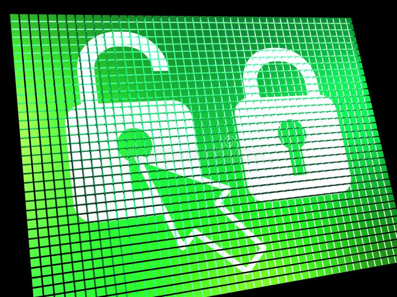 Ecran de computer cu lacăt stock illustration