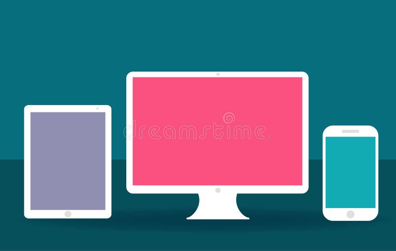 Ecran de computer și pc tabletă și telefon inteligent nou stock illustration