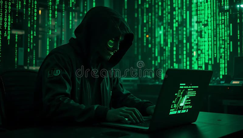 Ecran de tip hacker închis cameră verde pentru matrice cu codare vector illustration