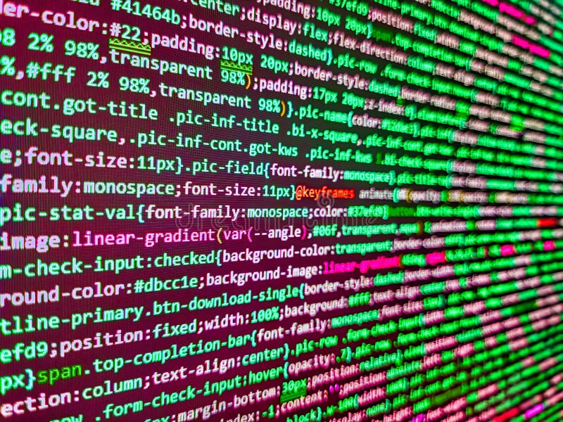 Ecran la apă. cod HTML simplu al site-ului web cu etichete colorate în browser. codul programului și interfața vizuală ui ux. punc royalty free stock photos