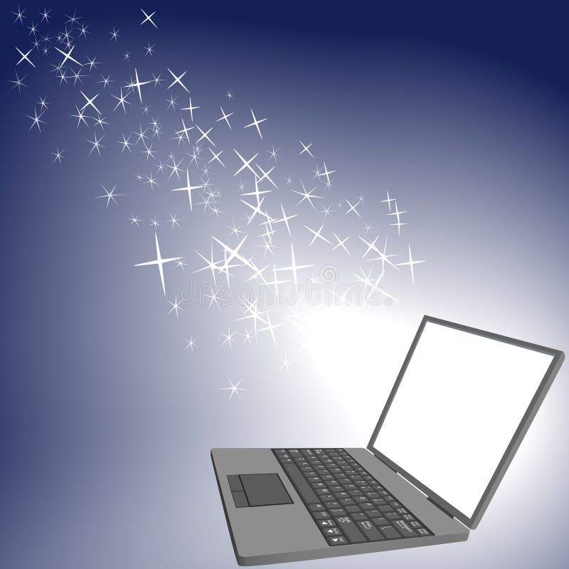 Ecran strălucitor cu ecran de notebook strălucitor stock illustration