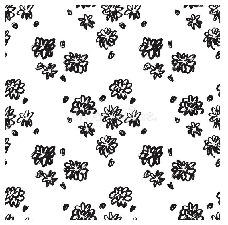 Ector Ink Floral Seamless Pattern Modern Seamless Pattern Black