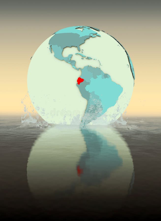 Ecuador bij bol het bespatten in water vector illustratie