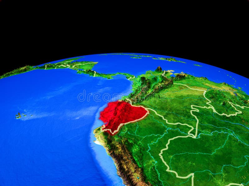 Ecuador Del Espacio En La Tierra Stock de ilustración Ilustración de