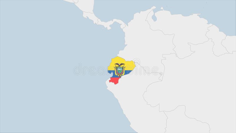 Ecuador map highlighted in Ecuador flag colors and pin of country capital Quito