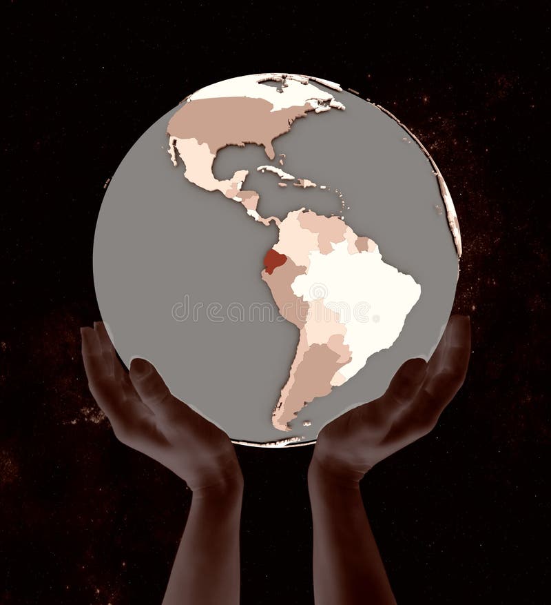 Ecuador op bol in handen vector illustratie