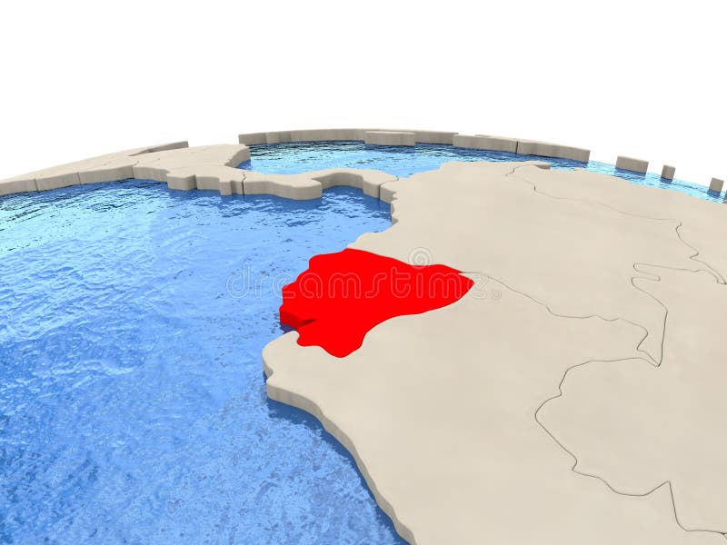 Ecuador op bol met waterige overzees royalty-vrije illustratie