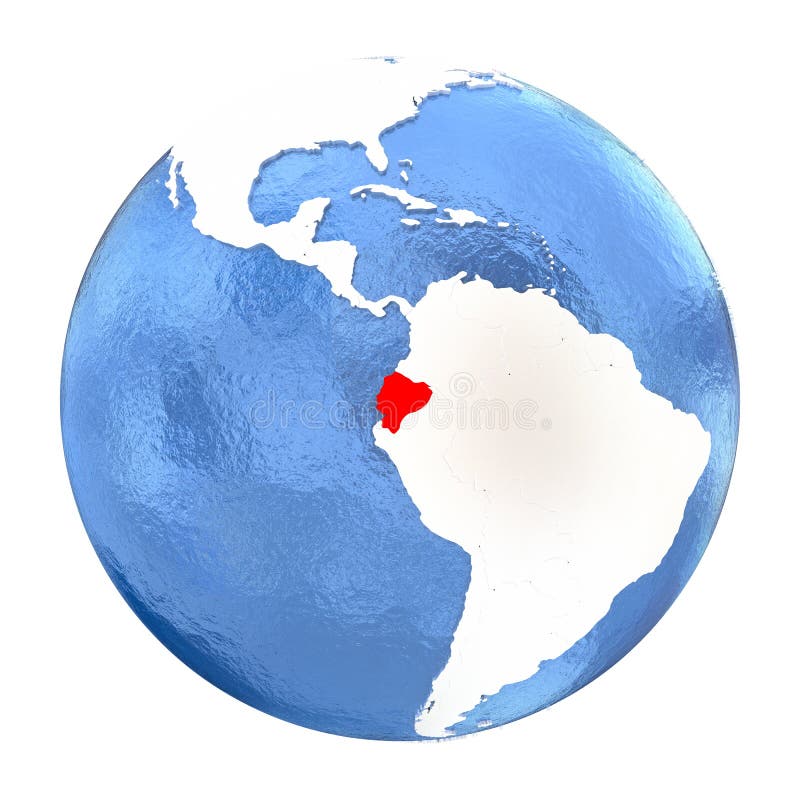 Ecuador op bol op wit wordt geïsoleerd dat vector illustratie