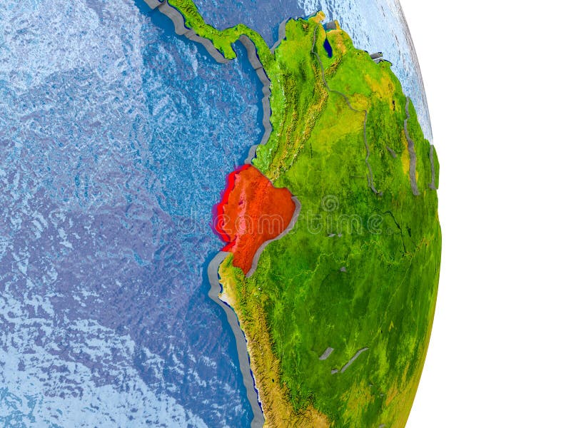 Ecuador op realistische bol vector illustratie