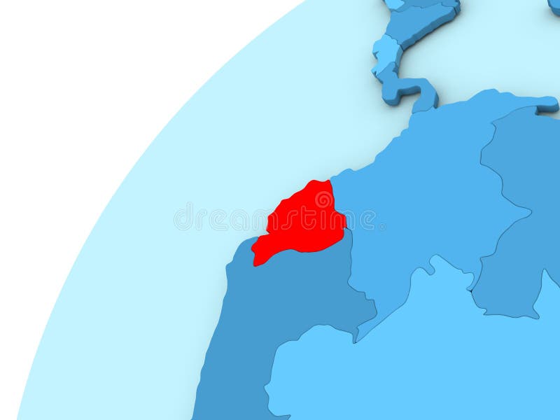 Ecuador in rood op blauwe bol stock illustratie