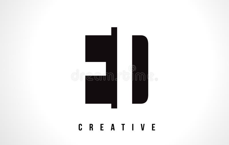 ED E D White Letter Logo Design with Black Square.