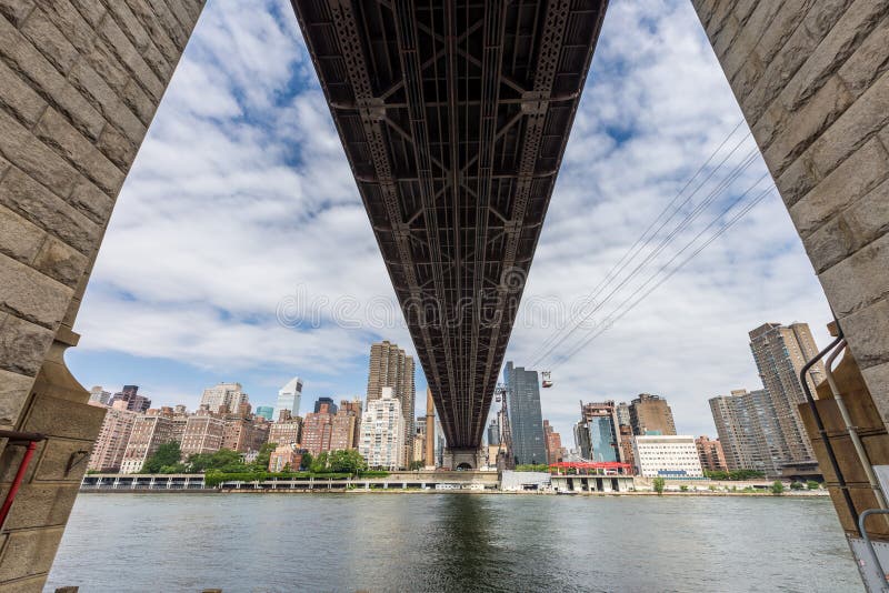 Ed Koch Queensboro bridge and roosevelt Tram, New York City. stock images Ed Koch Queensboro bridge and roosevelt Tram, New York City. stock images