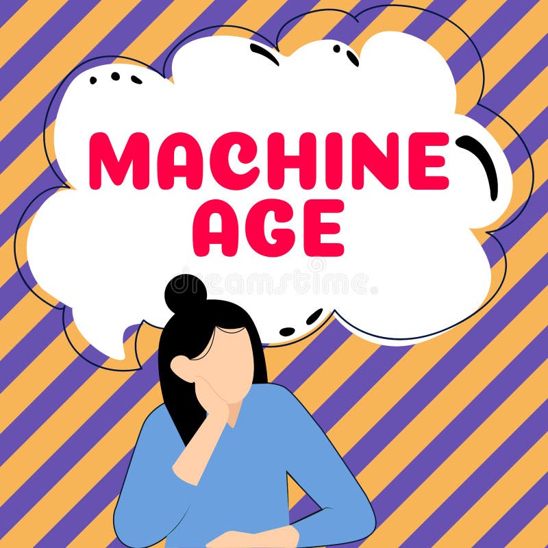 Edad de la máquina de título conceptual. palabra por período de desarrollo de nuevas tecnologías y procesos industriales stock de ilustración