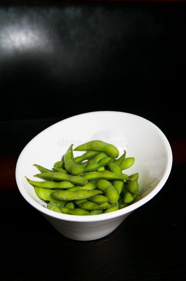 Plate of Edamame at Japanese Sushi Restaurant Stock Image Image of
