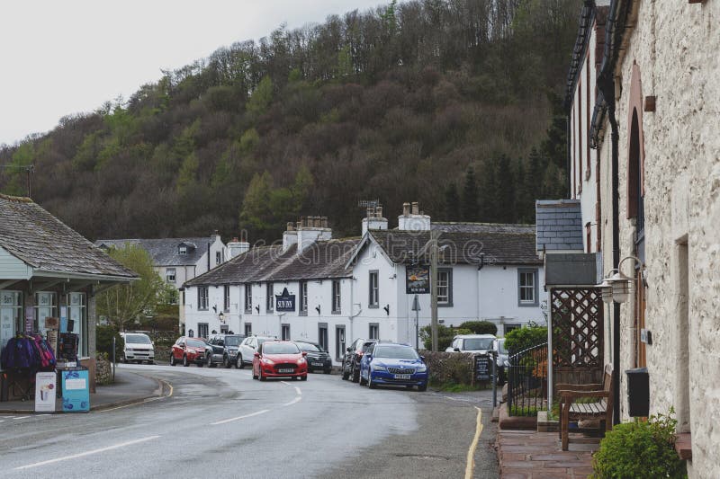 Small lakeside village of Pooley Bridge near Lake Ullswater in Lake District, England