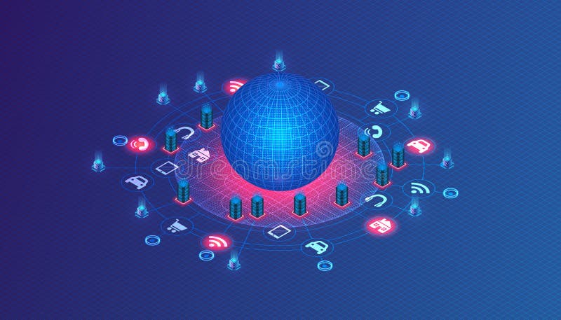 Edge Computing in IoT Devices Concept - 3D Illustration vector illustration
