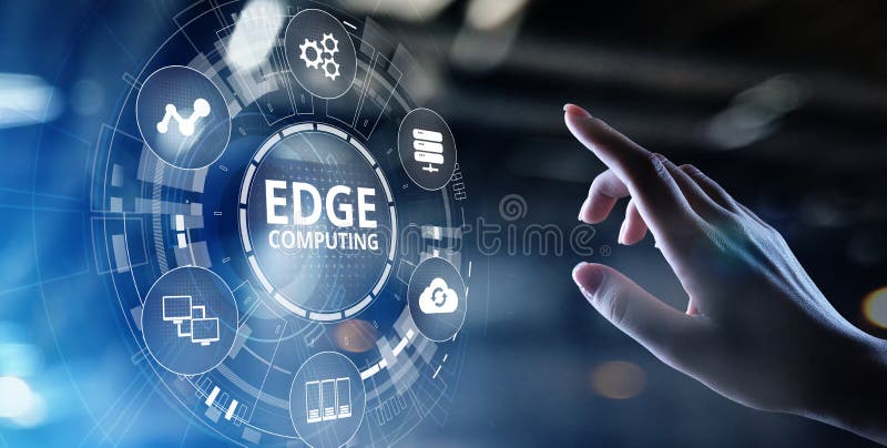 Edge computing modern IT technology on virtual screen concept