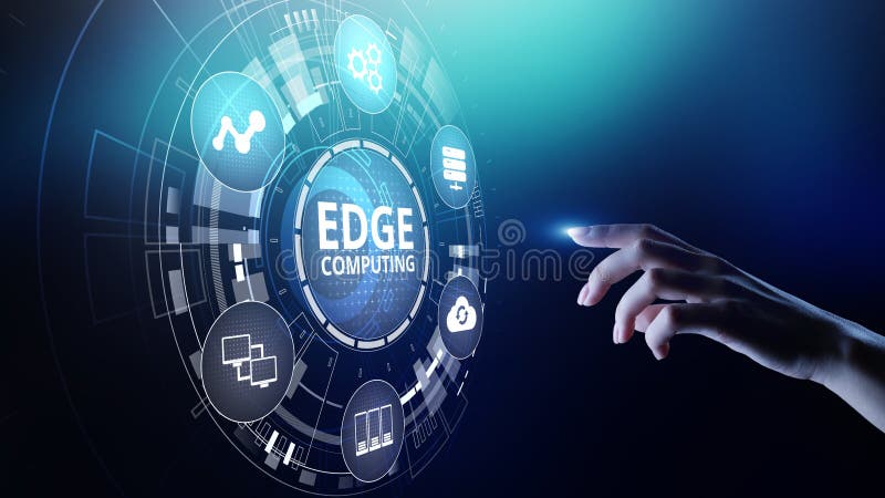 Edge computing modern IT technology on virtual screen concept. vector illustration