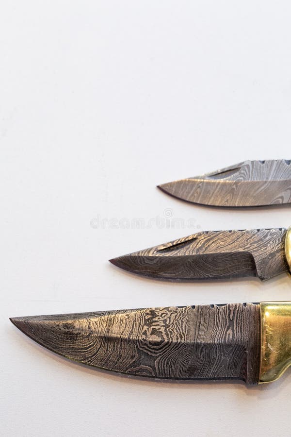 The Edge of Knives. Handmade Steel Knives Stock Image Image of