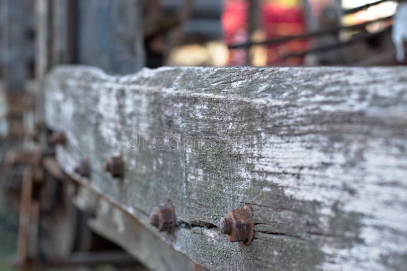 Edge of a wooden wagon stock photography