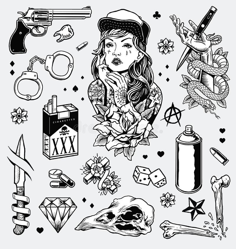 100 Ink Black  White Gambling Sleeve Tattoo Design png  jpg 2023