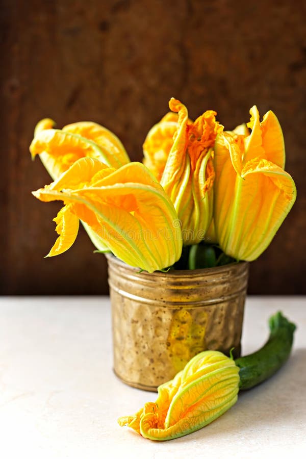 Edible courgette flowers stock photo. Image of cuisine 94769320