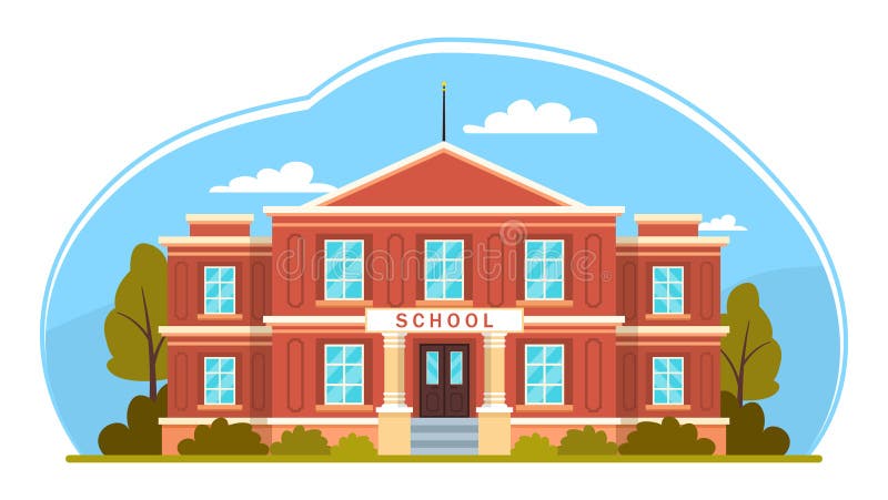 Edifici Scuola Moderni - Vista esterna. illustrazione di stock