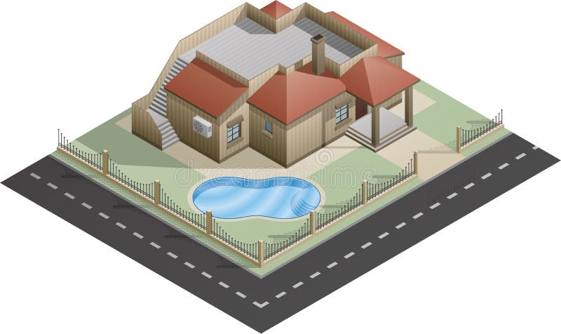 Una ilustración isométrica de una casa, guardada como versión EPS 10.