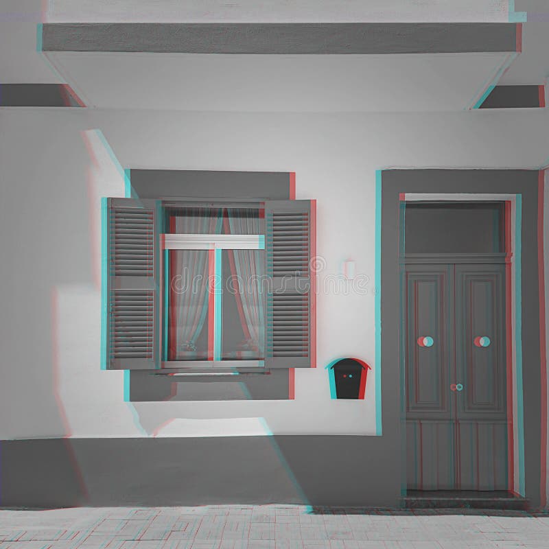 Edificio con la puerta y la ventana y el efecto de la interferencia de la señal numérica fotografía de archivo Edificio con la puerta y la ventana y el efecto de la interferencia de la señal numérica fotografía de archivo